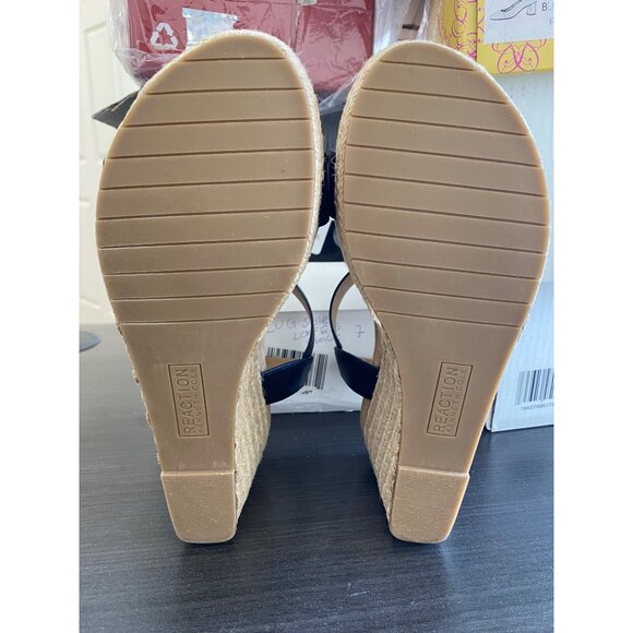 Kenneth Cole Reaction Womens Card Wedge Espadrille Sandals Black Size 8.5M NWOB - Picture 4 of 4